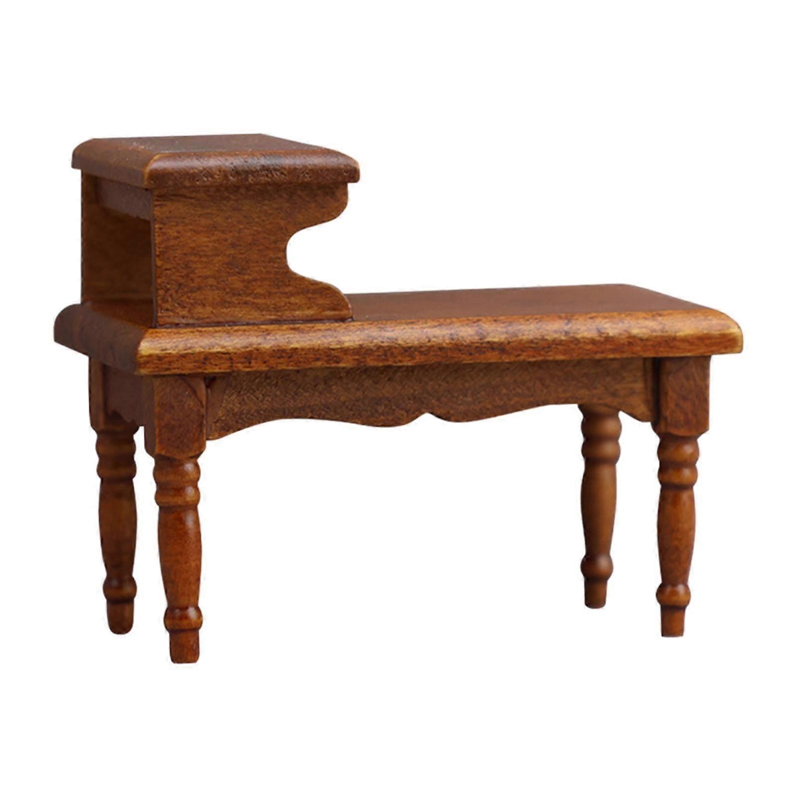 1/12 Scale Dollhouse Double Layer Tea Table for Living Room Scene Mini House brown