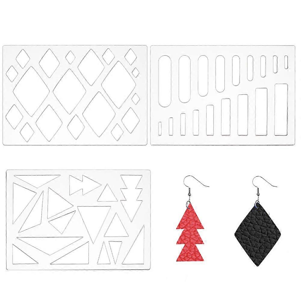 3Pcs 3 Styles Clear Acrylic Drawing Stencils Drawing Scale Template For DIY Scrapbooking Mixed Shapes 8.5~45x2.5~36mm 1pc/style