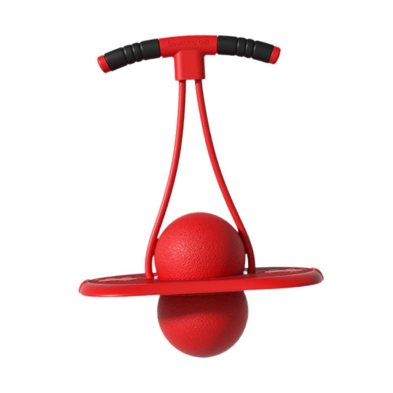 Pogo Ball with Handle Pogo Stick for Indoor Outdoor Exercise Balance Ability Red