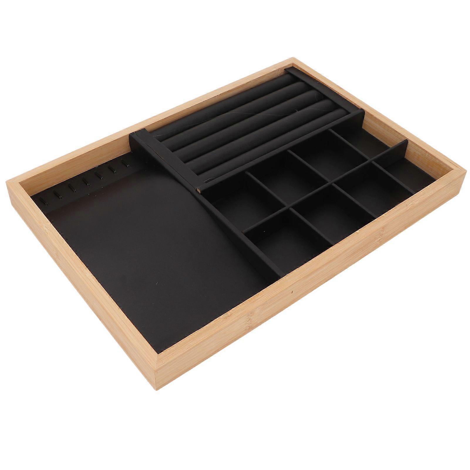 Stackable Jewelry Tray Organizer 3 Purpose Storage Cabinet Drawer Display Showcase Black