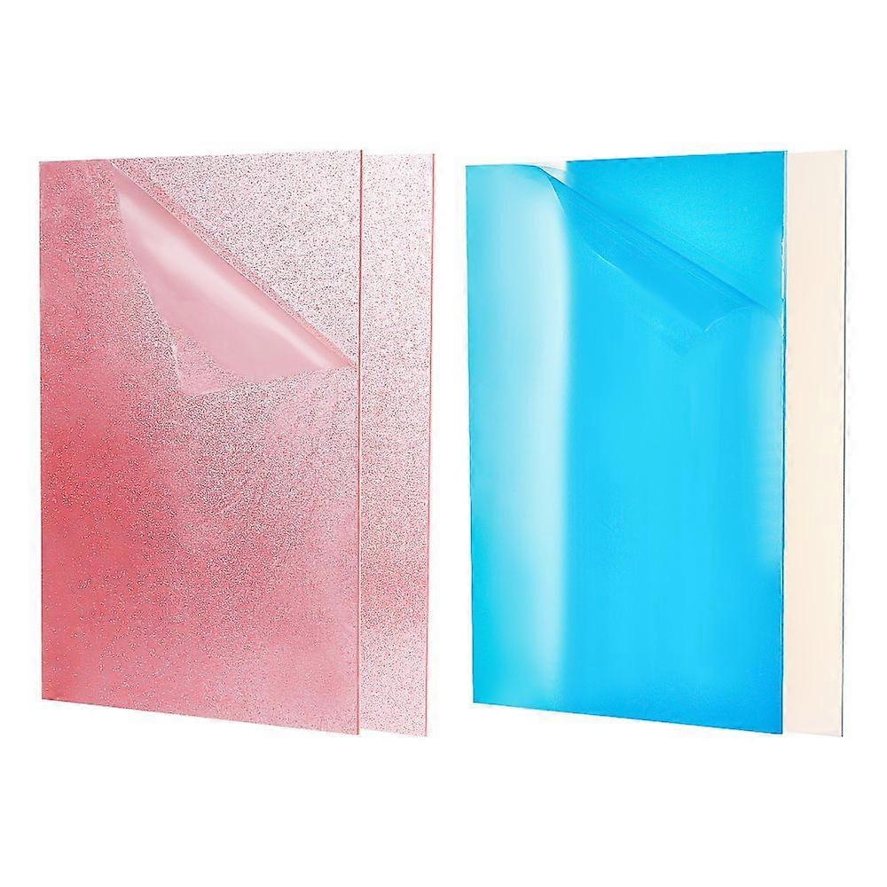 2 Sheets Glitter Acrylic Sheet with 2Pcs Iridescent Acrylic Plates Acrylic Plate Rectangle Mixed Color 300x200x2.5~2.6mm