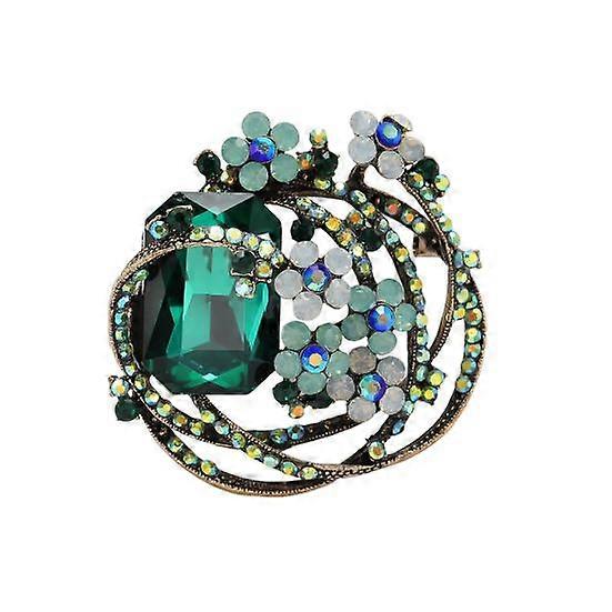 Lady Brooch Hollow Vortex Shape Colorful Faux Crystal Anti-slip Bag Coat Collar