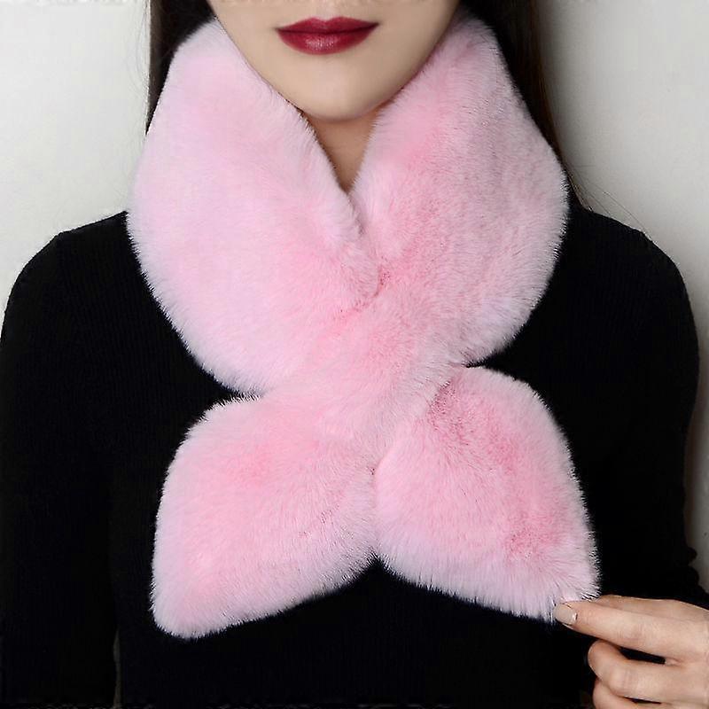 Plush Scarf Women's Winter Imitation Rex Rabbit Fur Collar Thickened Warm All-match Fur Collar Simple Cross Scarf