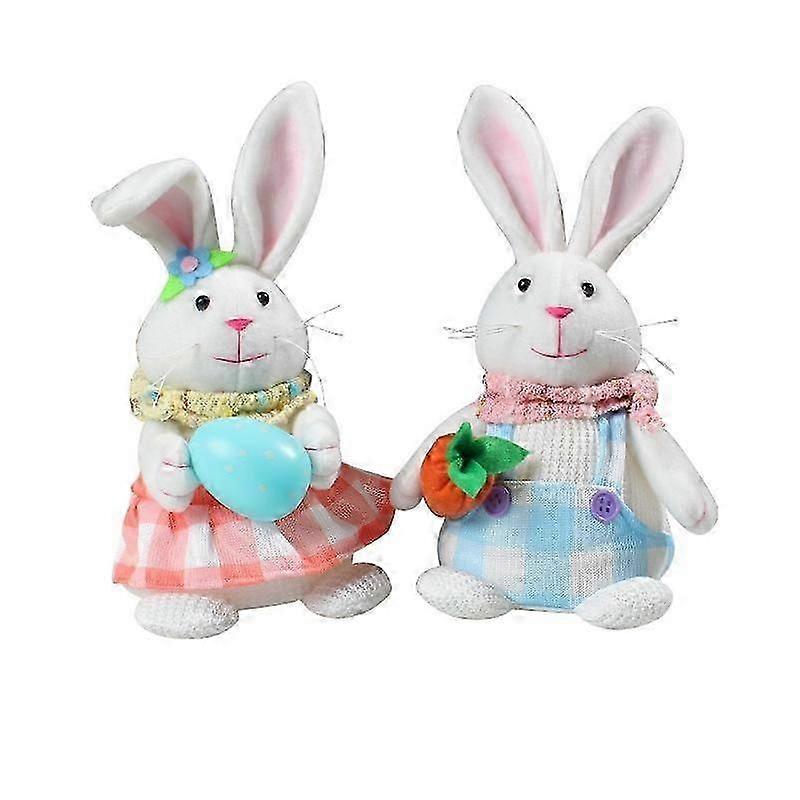 Whimsical Pastel Easter Bunny Figurines - Charming Tabletop Spring Decor jds