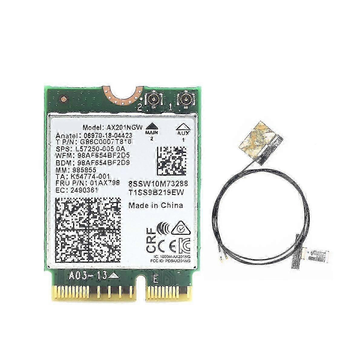 Ax201 Ax201ngw Wifi Karte mit 2xAntenne M.2 CNVIO2 2.4/5GHz Wifi 6 3000Mbps Bluetooth 5.1