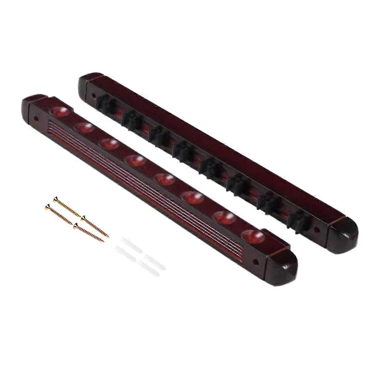 Pool Cue Holder Wooden Snooker Wall Cue Pool Cue Holder with Clips for 8 Cue Holders Wine Red