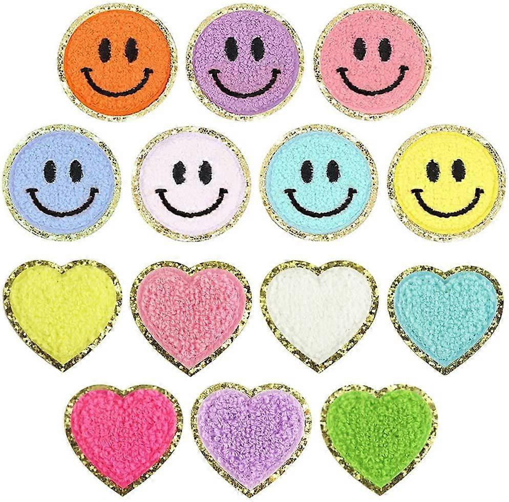 Smiley Face Heart Patches, Iron on Patches 14 Pieces, Iron on Patches for Clothing, Patches for Clothes Jackets Jeans Hats Backpacks DIY Decorations(G