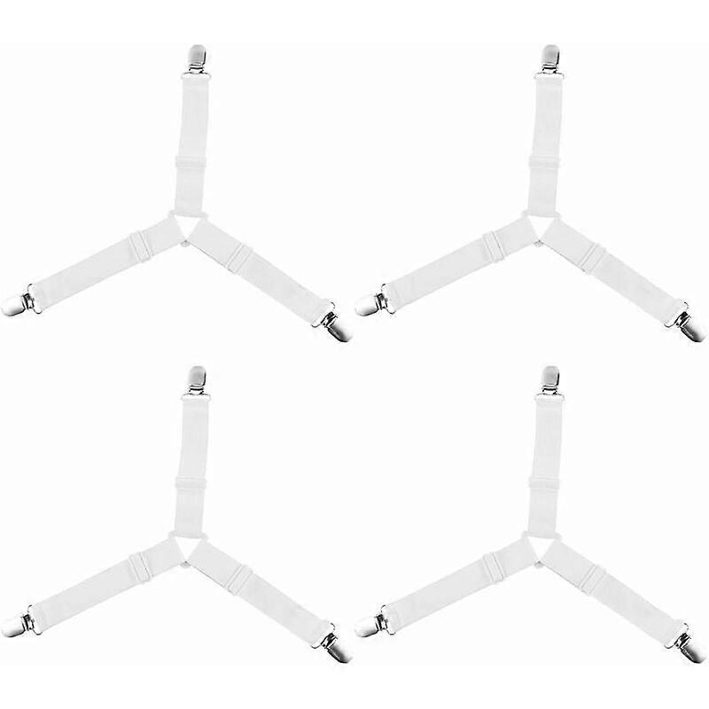 4 Bed Sheet Fasteners with Adjustable Elastic Clips for Secure Blankets