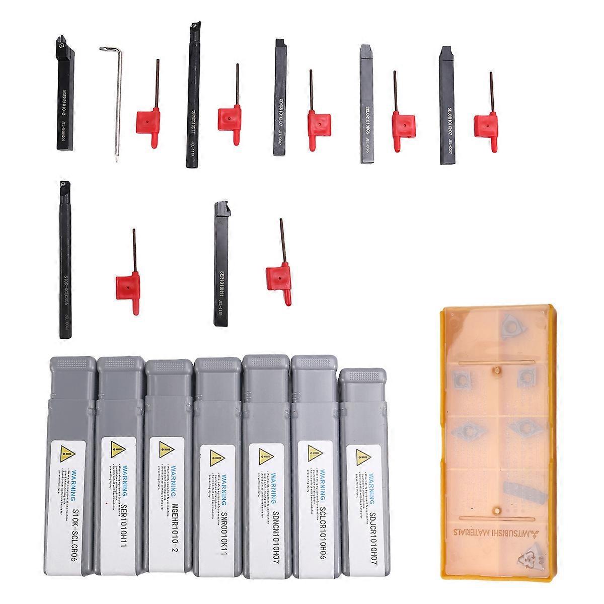 Turning Tool Holders, 7pcs 12mm Shank Lathe Boring Bar Turning Tool Holder Set with Carbide Inserts