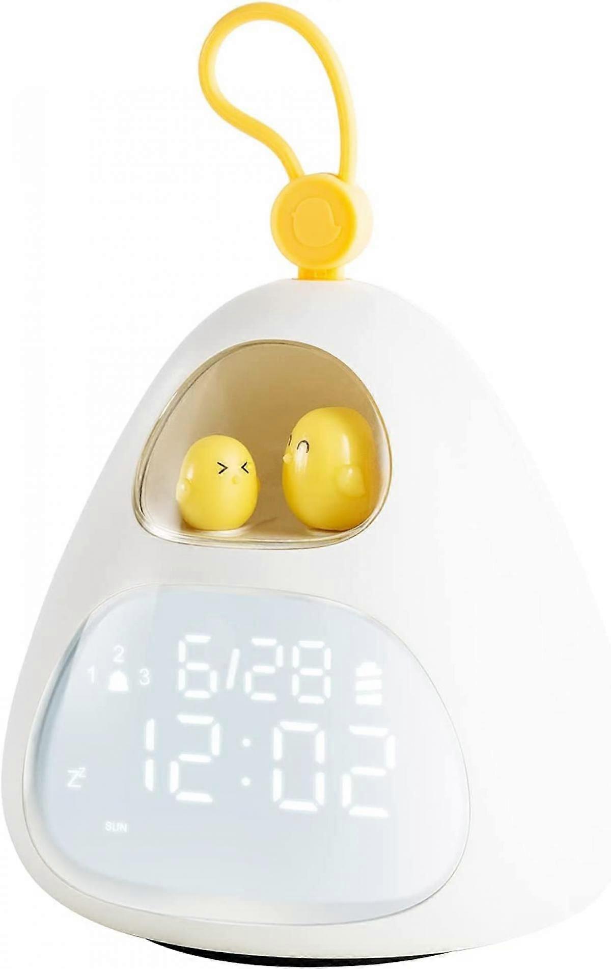 منبه ، مع ضوء ليلي لطيف عش الطائر ، 3 إعدادات منبه ، ساعة LED لغرفة نوم الأطفال بجانب السرير