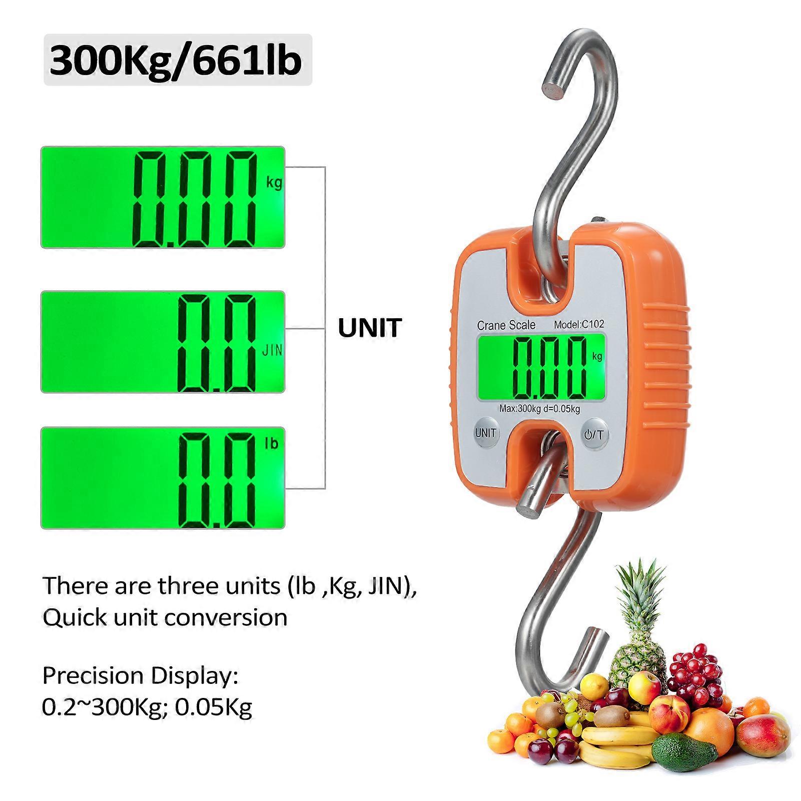 Mini Hook Scale 300kg Portable Water Resistant Industrial Electronic Crane Scale with LCD Display