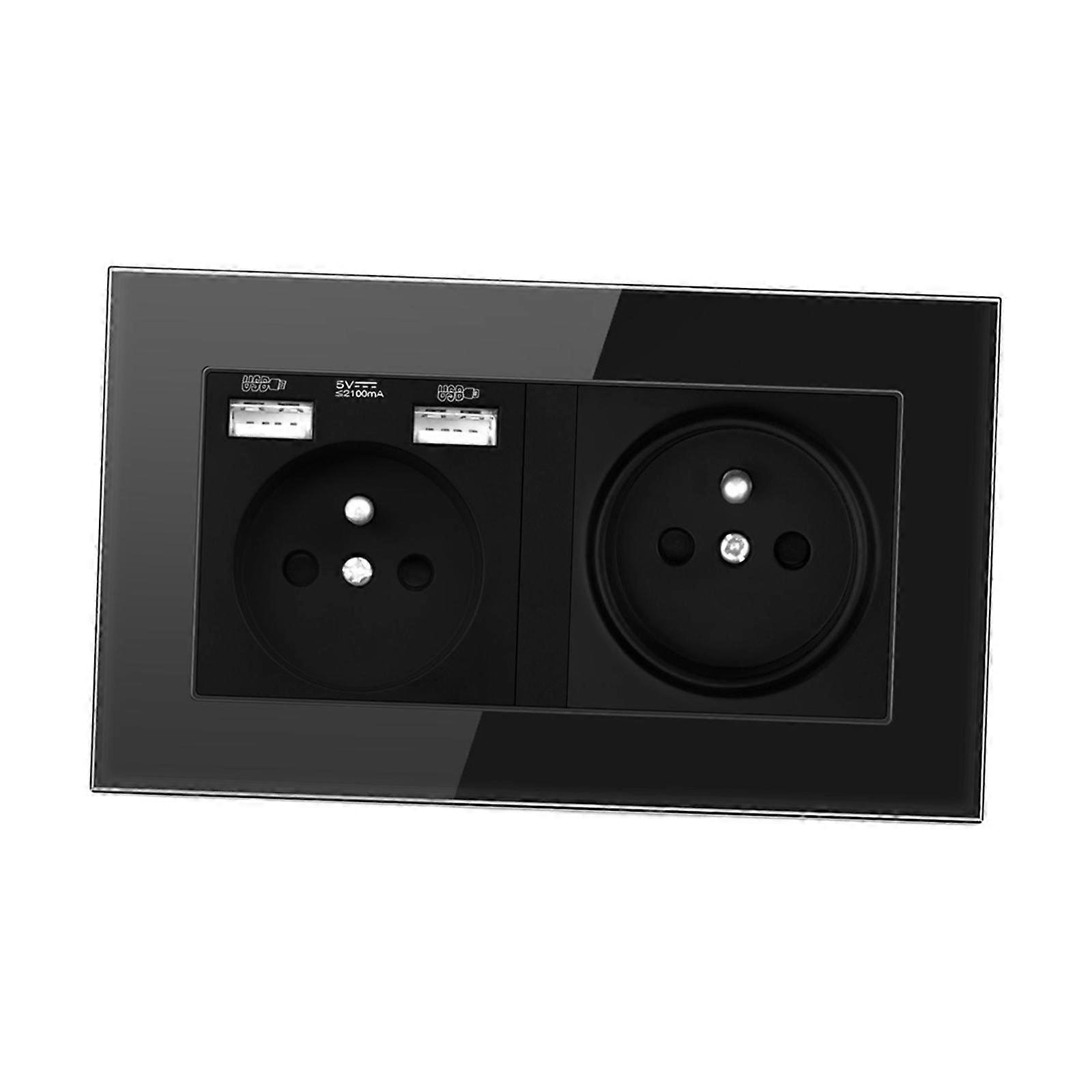 French 2.1A USB Wall Outlet Charger 16A Duplex Receptacles Multi Plug