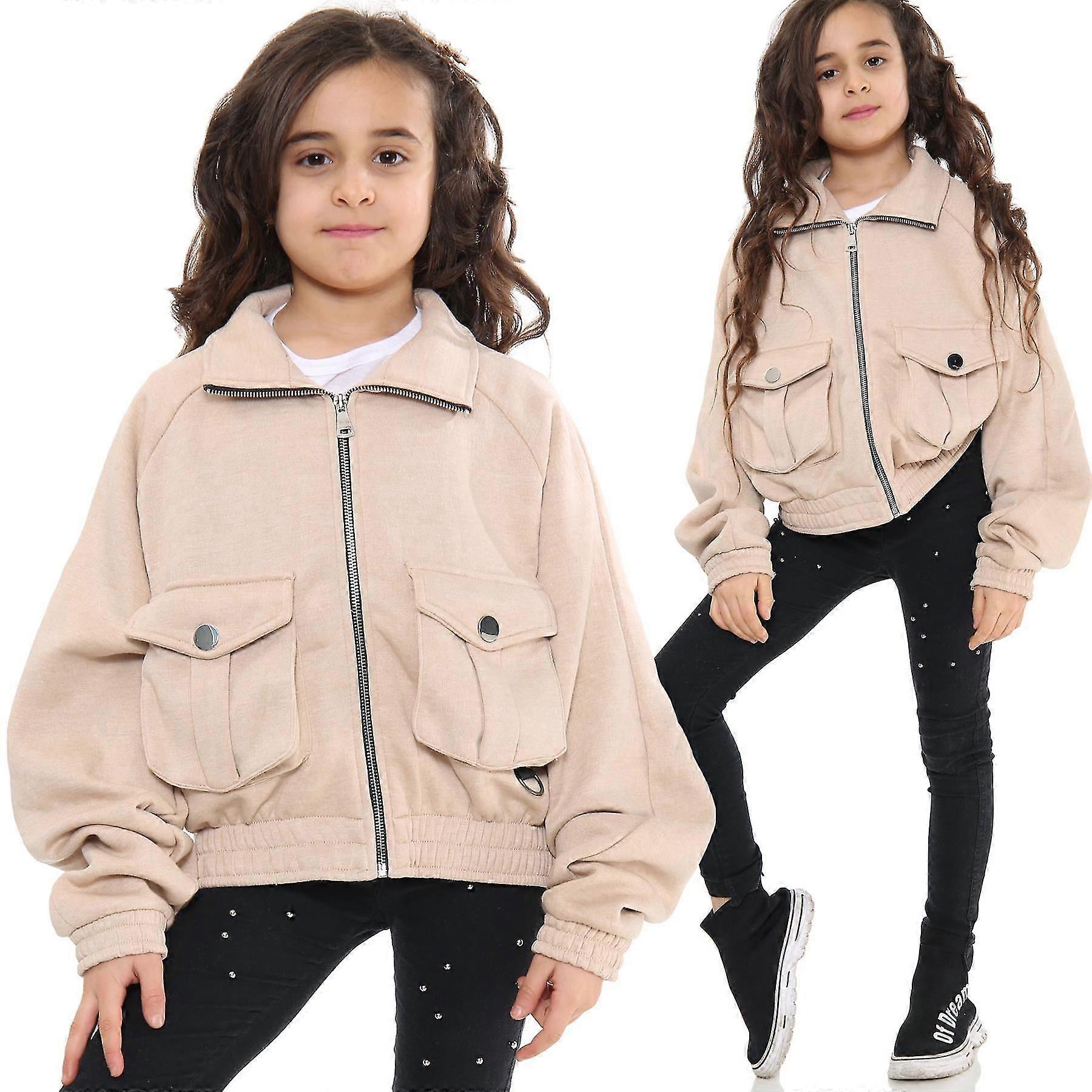 Girls Cropped Fleece Outerwear Jackets 13 Years Stone