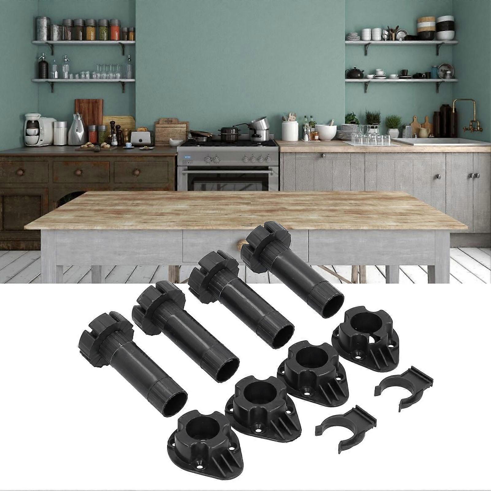 4Set Adjustable Black ABS Cabinet Feet 97mm Support Legs