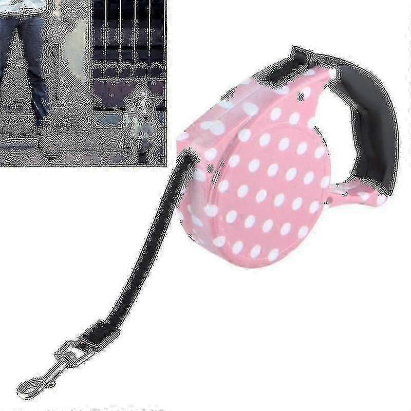 5m Pink Dot Pattern Flexible Retractable Dog / Cat Leash For Daily Walking