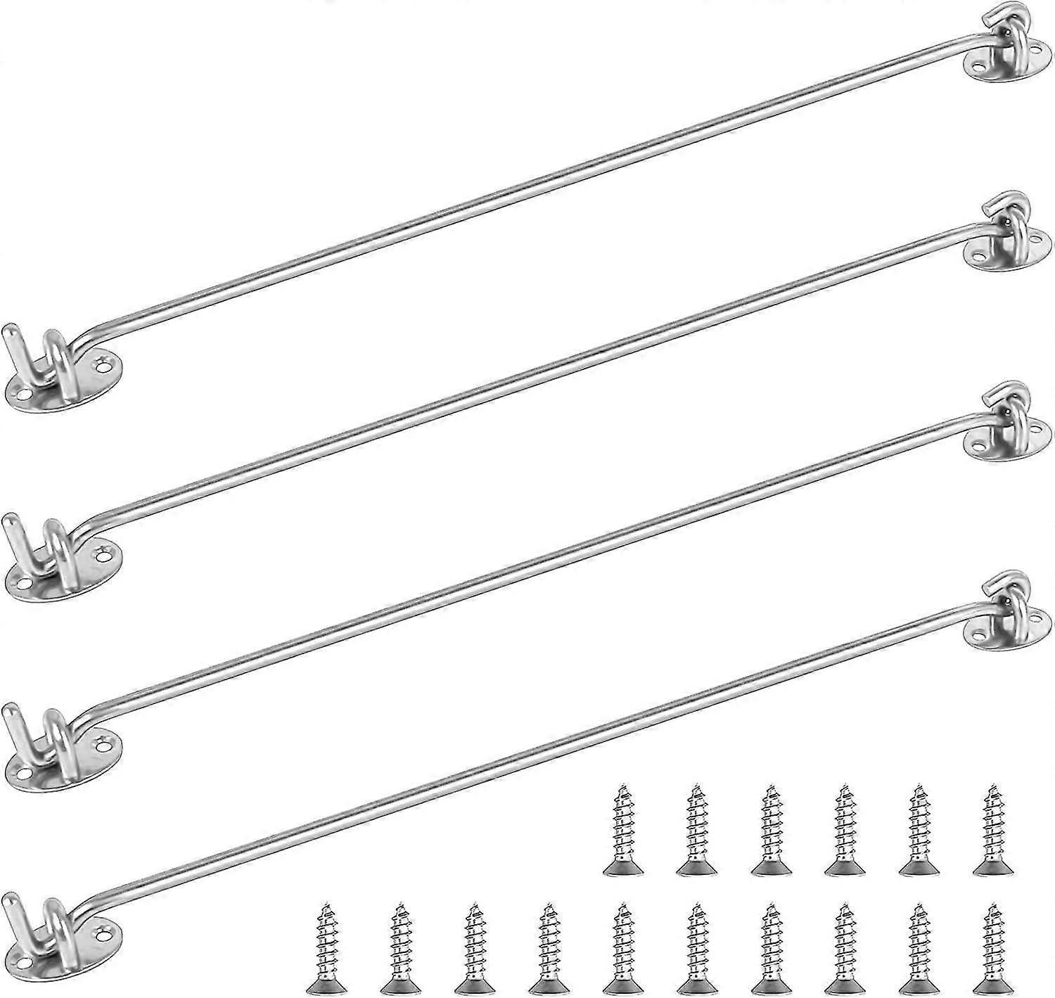 4 Pcs Storm Hook Wind Hook 16 Inch Stainless Steel Cabin Hook Solid For Window