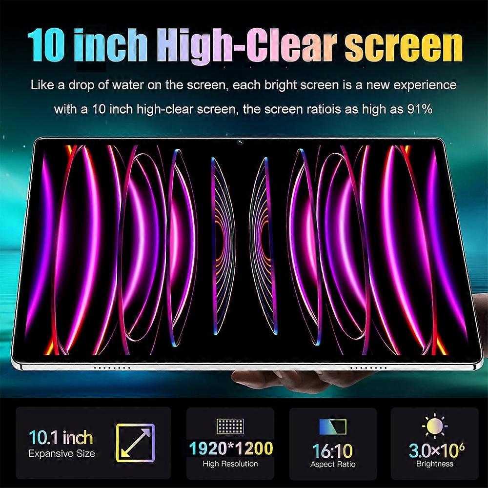 Tablette 10,1 pouces 1920 * 1200 IPS Écran tactile clair Android 13 Tablette 12 Go de RAM 512 Go de ROM Extensible Mem