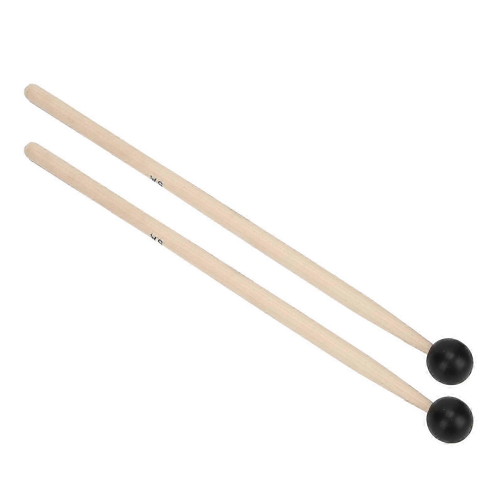 2Pcs Drum Sticks Solid Wood Rubber Smooth AntiSlip Handle Percussion Accessories