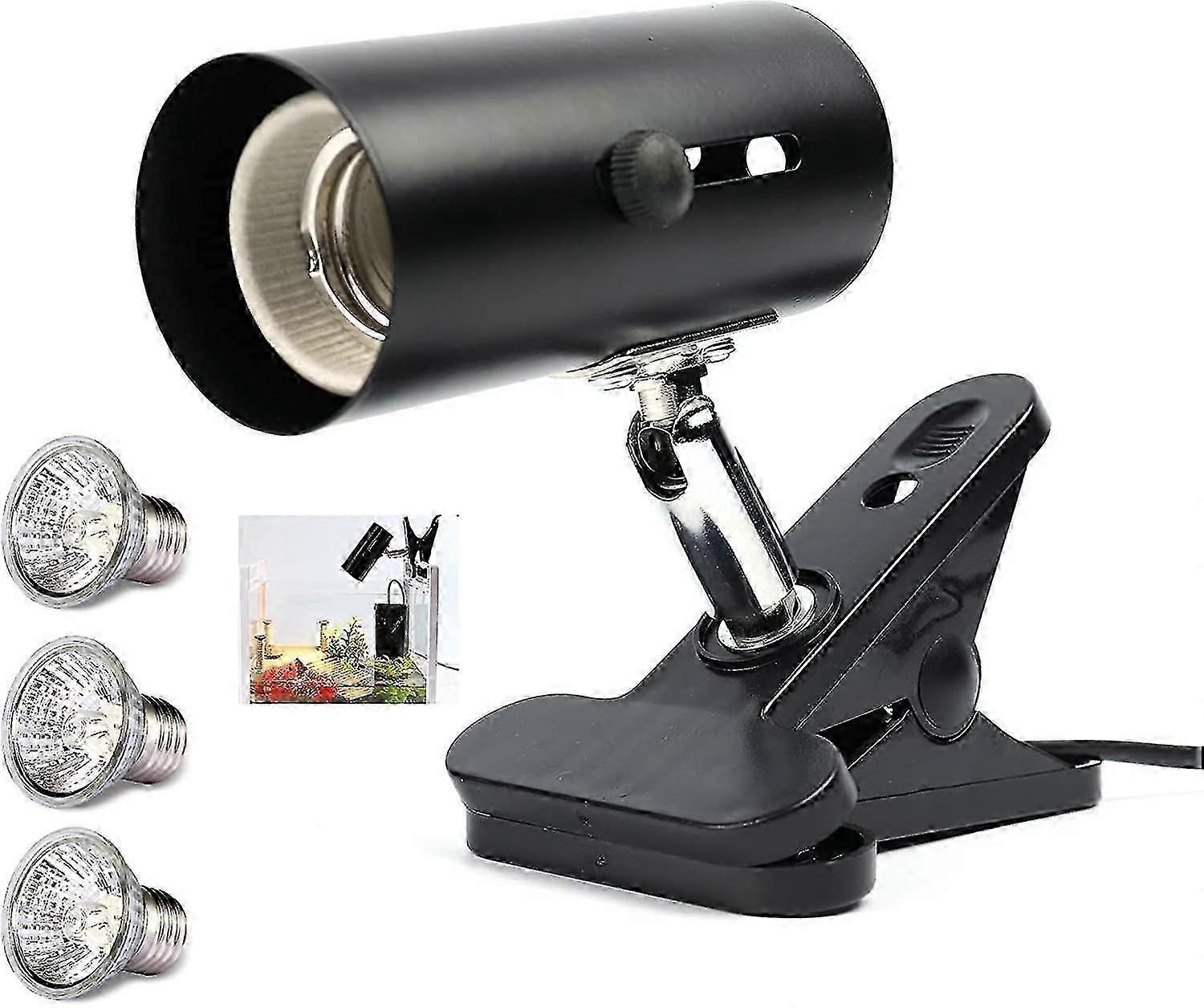 Reptile Heat Lamp Fixture Holder Clamp Lamp Reptile Habitat Lighting&heat Lamps With 3 Pcs 30w Uva Uvb Turtle Sun Basking Spot Lamps Pet Heating Lamp