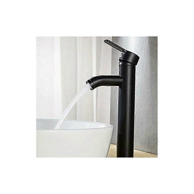 農家スタイルのバスルームの蛇口、マットブラック仕上げの真鍮構造、温水と冷水の供給のためのシングルハンドルの高さの蛇口、簡単
