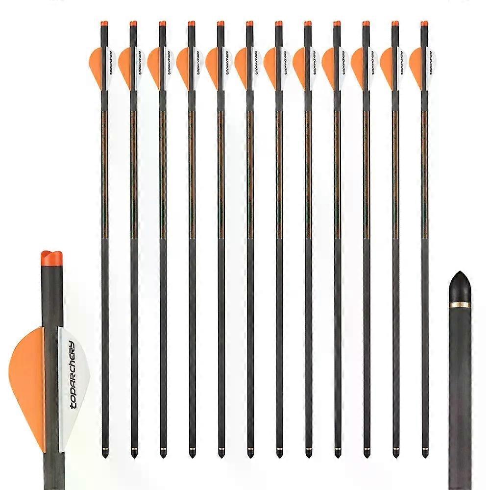 Flechas de besta de carbono puro de 20 polegadas OD 88mm com palhetas de 2 polegadas para parafusos tiro com arco tiro ao ar livre caça tiro e prática