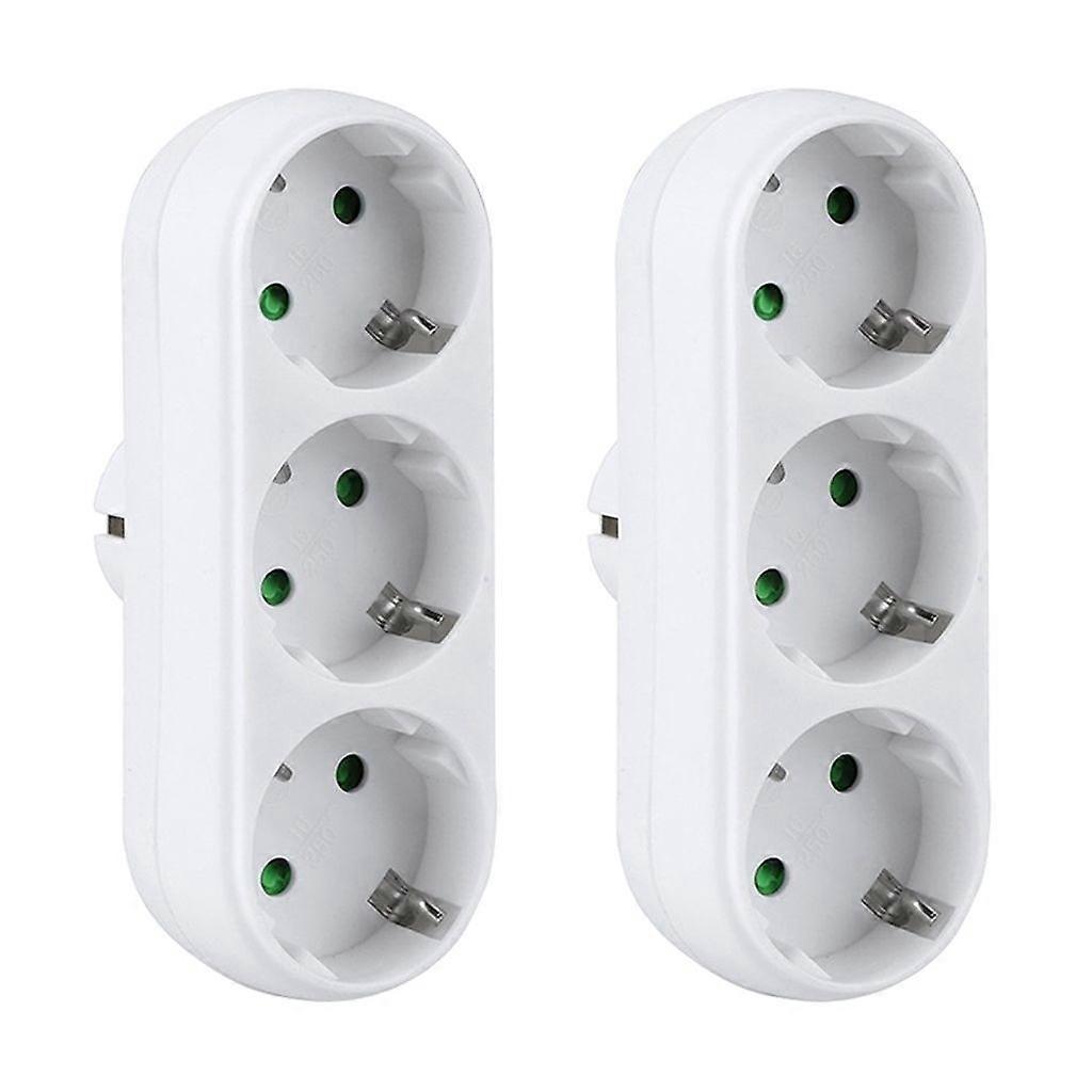 Pack of 2 3-way socket adapters, 3-way multiple plug multiple socket distributor sockets 16A/250V