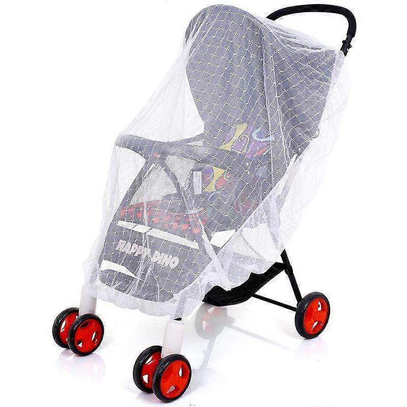 Full Cover Folding Mosquito Net Plus Encrypted Stroller Mosquito Net 2pcs White