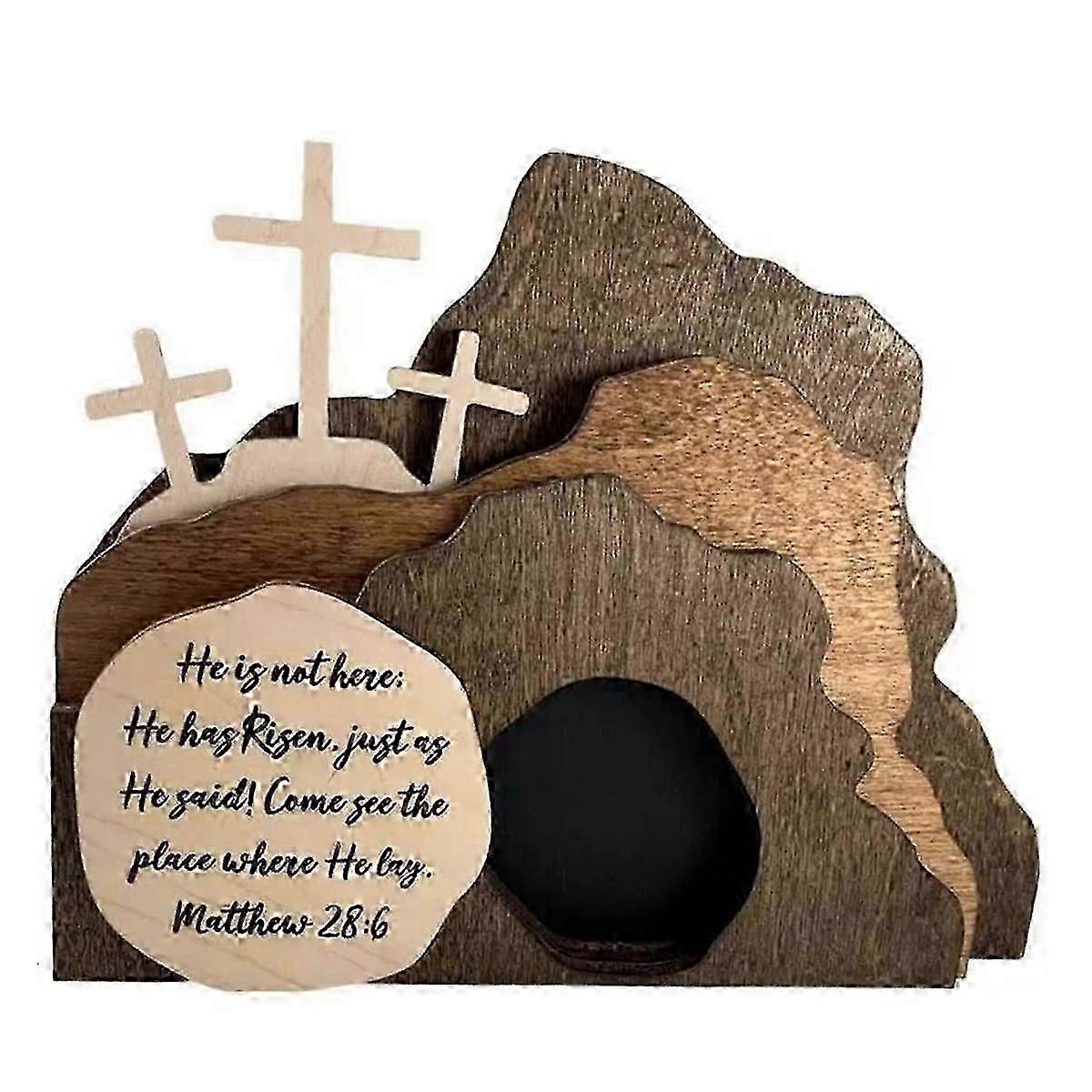 Easter Resurrection Scene Wooden Decor Easter Eid Al-Fitr Decor Wooden Resurrection Scene Decor Nativity Set-B