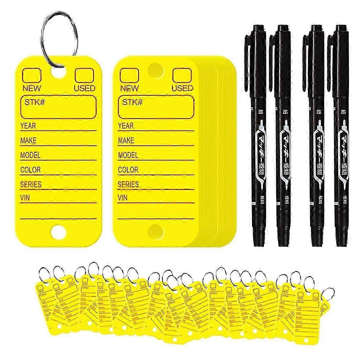 PVC Tags with Labels and Rings, Car Key Tags for Organization, Identifiers, and Luggage Tags with M