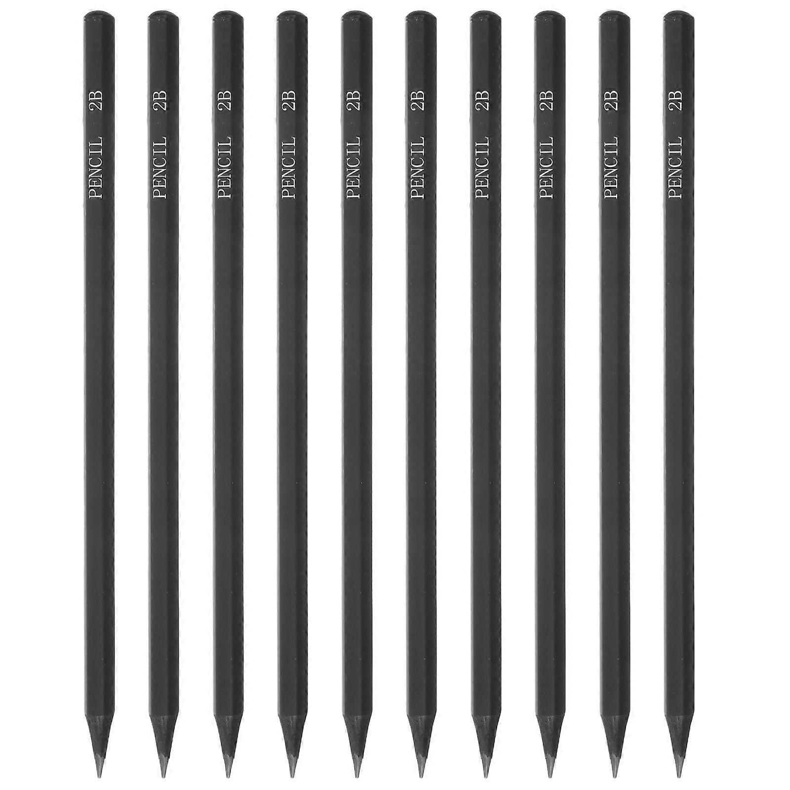 10Pcs Hexagonal Black Rod 2B Painting Pencil Set for Artists and Students Ideal for Sketching and Drawing with Smooth Black Finish