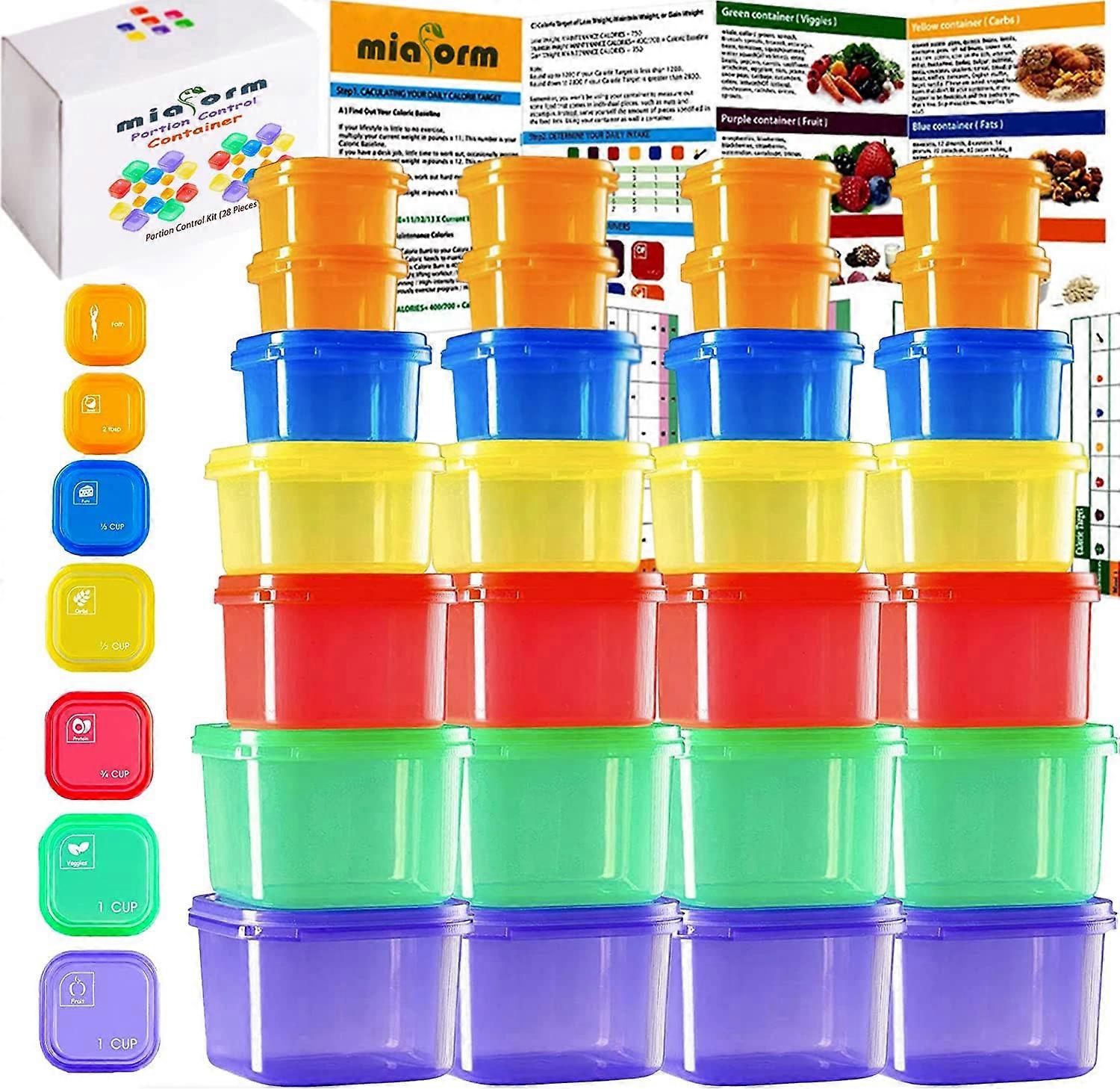 Portion Control Container Set 28 Pcs with 21 Day Meal Plan, Labeled Tally Chart and eBook for Weight Loss