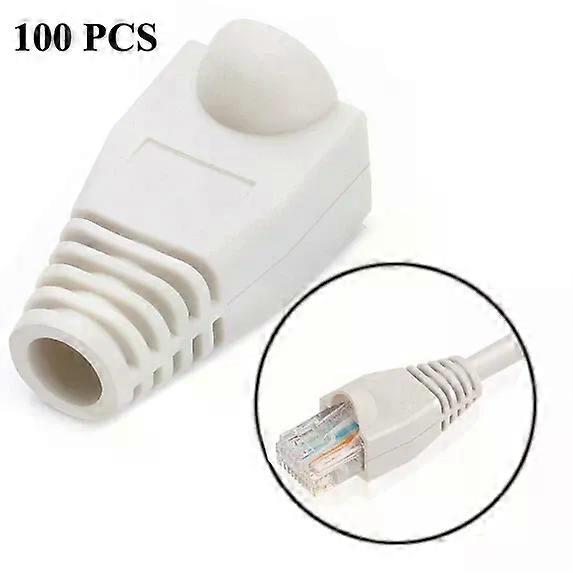 RJ45 Network Cable Boots-Black and White Cap Covers by White