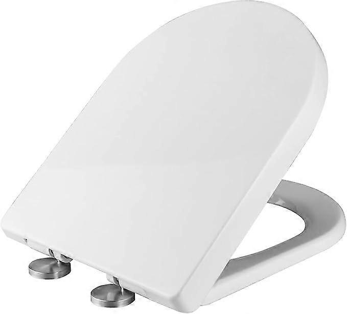 M41001 toilet seat, universal D-shaped toilet seat, soft closing toilet seat, quick assembly, antibacterial plastic easy to clean, white, 450 x 361 x
