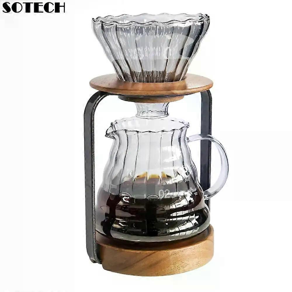 Pour Over Coffee Dripper Stand Coffee Maker Set with Glass Dripper Server Metal Stand Coffee Accessories compatible for Home Outdoor Travel