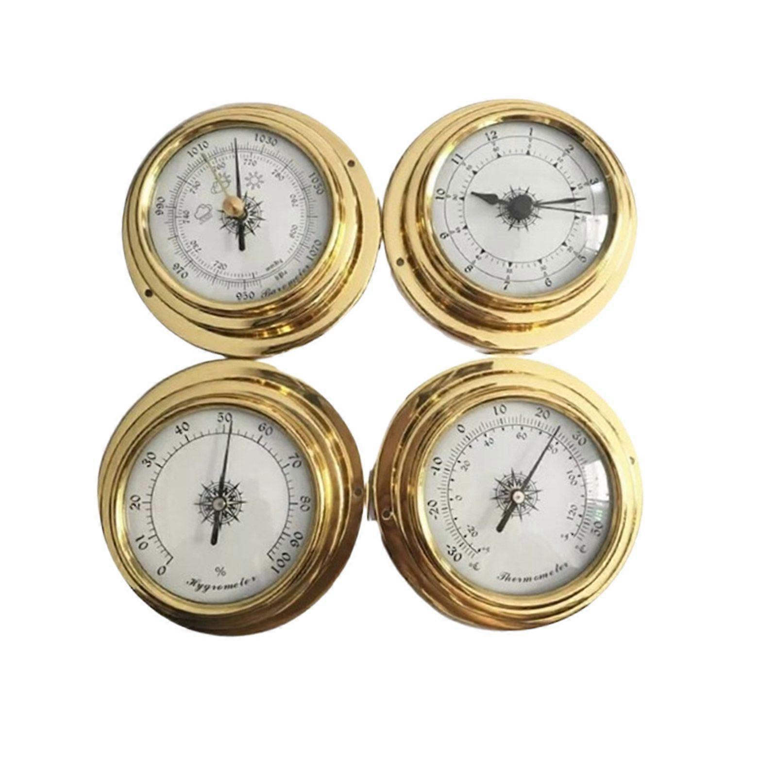 4x Barometer Clock Meter Thermometer Hygrometer Weather Station Set for Yacht Boat