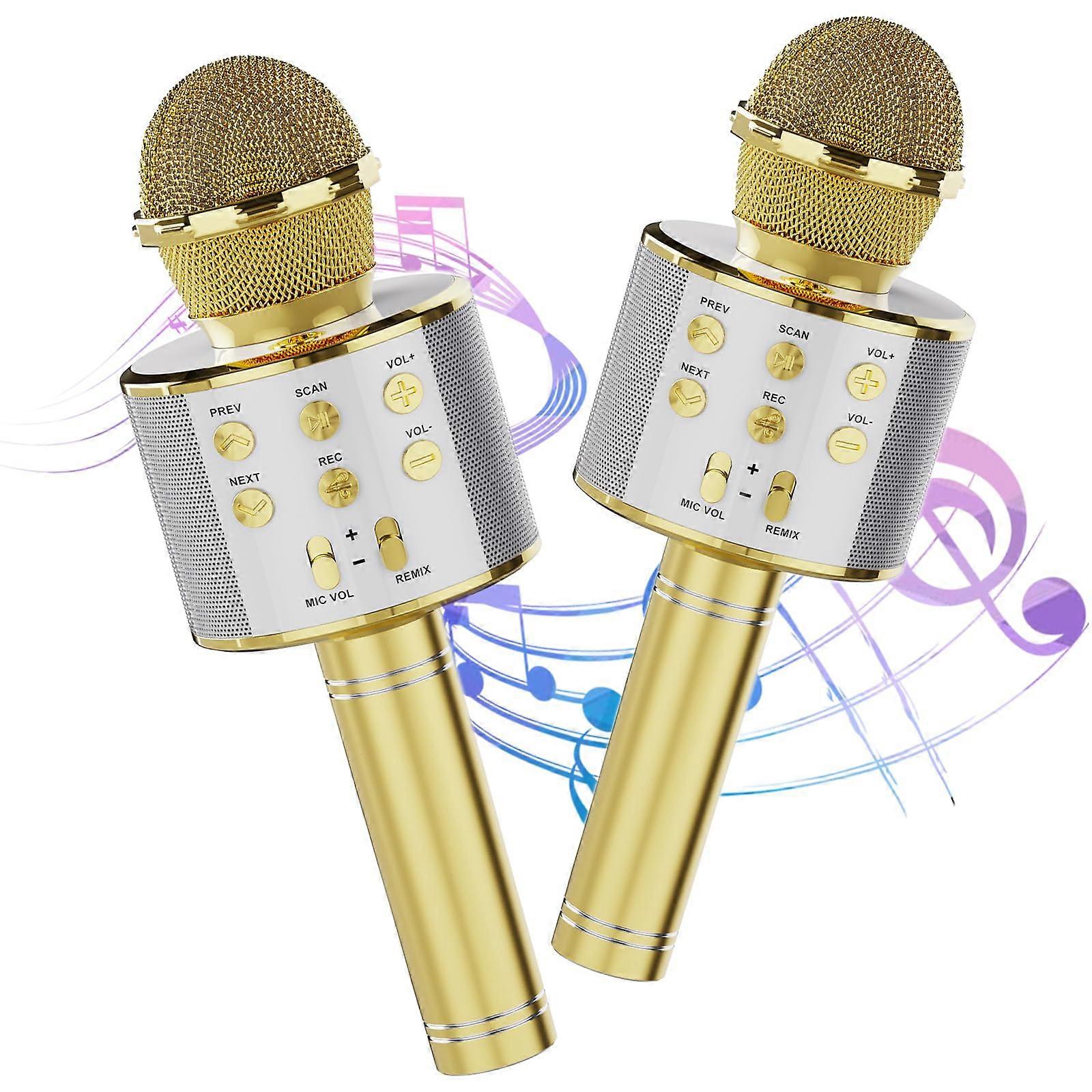 Wireless Bluetooth Karaoke Microphone 2 Pack, 4-in-1 Handheld Mic Speaker for Singing, Karaoke for Phone