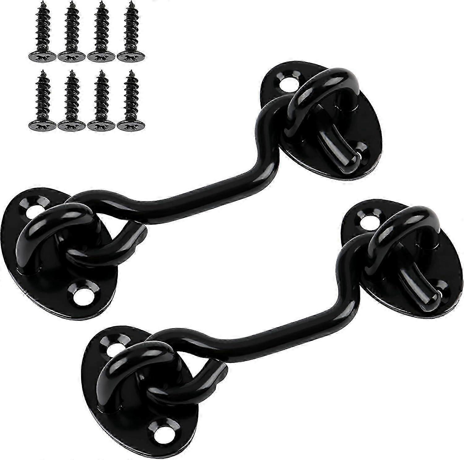 2 Pack 6'' Door Latch Door Lock Hardware, 6'' Hook and Eye Gate Latch Easy Lock