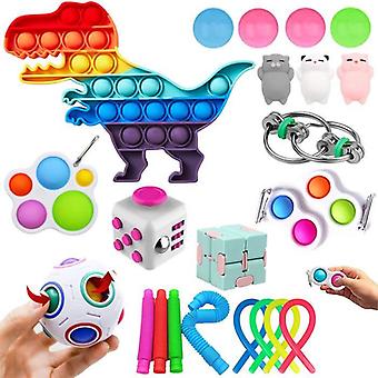 23 stuks eenvoudige kuiltje pop het fidget speelgoed pack push pop bubbel sensorisch speelgoed siliconen druk verlichtend speelgoed knijpen speelgoed voor kinderen volwassenen