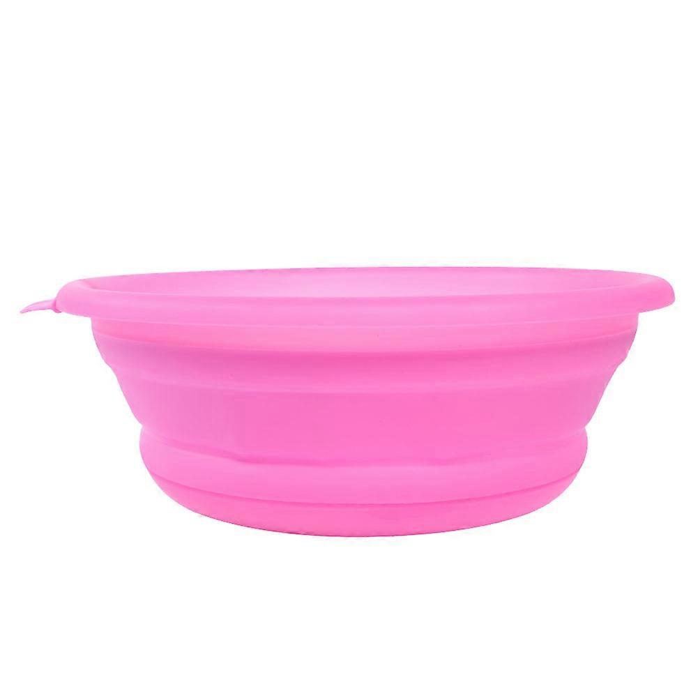 Silicone Portable Camping Large Folding Basin Collapsible Pot with Hole(pink L)