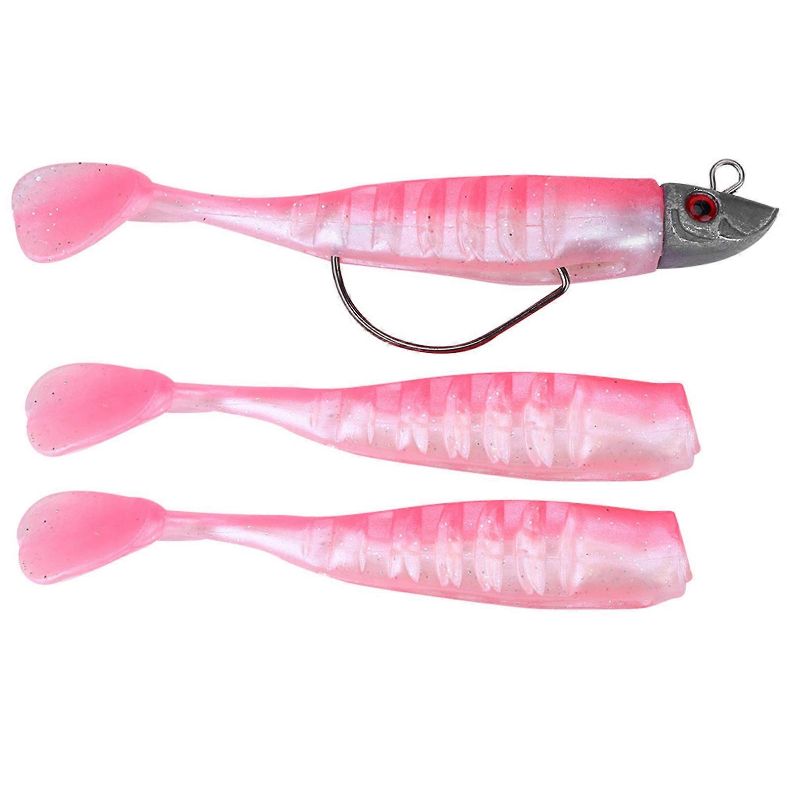 3pcs Jig Soft Lure Künstlicher Inshore-Angelköder und Bootsköder (Rosa)