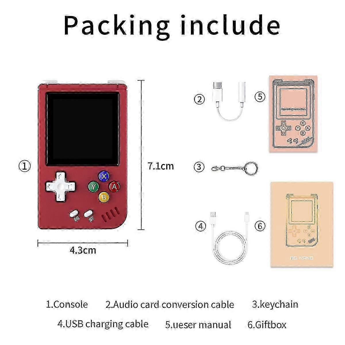 Rg Nano Mini Retro Handheld Game Console 128g 1.54in Screen Linux System Portable Classic Gaming Pl
