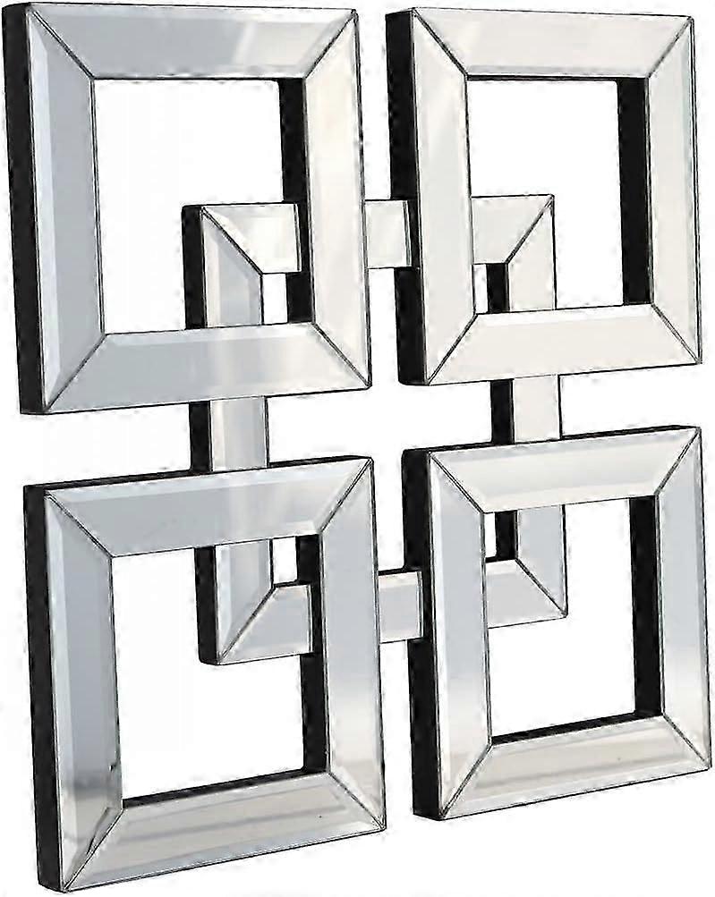 Square Mirrored Wall Decor Modern Silver DIY Wall-Mounted Mirror