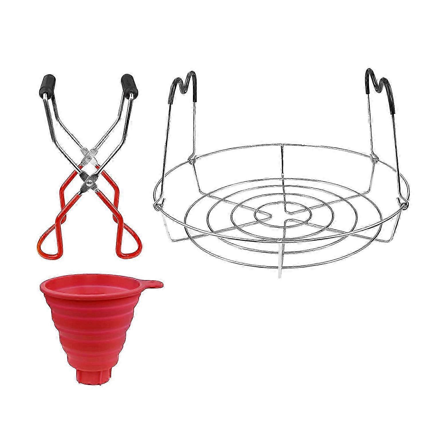 Canning Rack 3 Pcs,Canning Jar Lifter and Steamer Canning Rack Collapsible Funnel,Canning Jar Rack