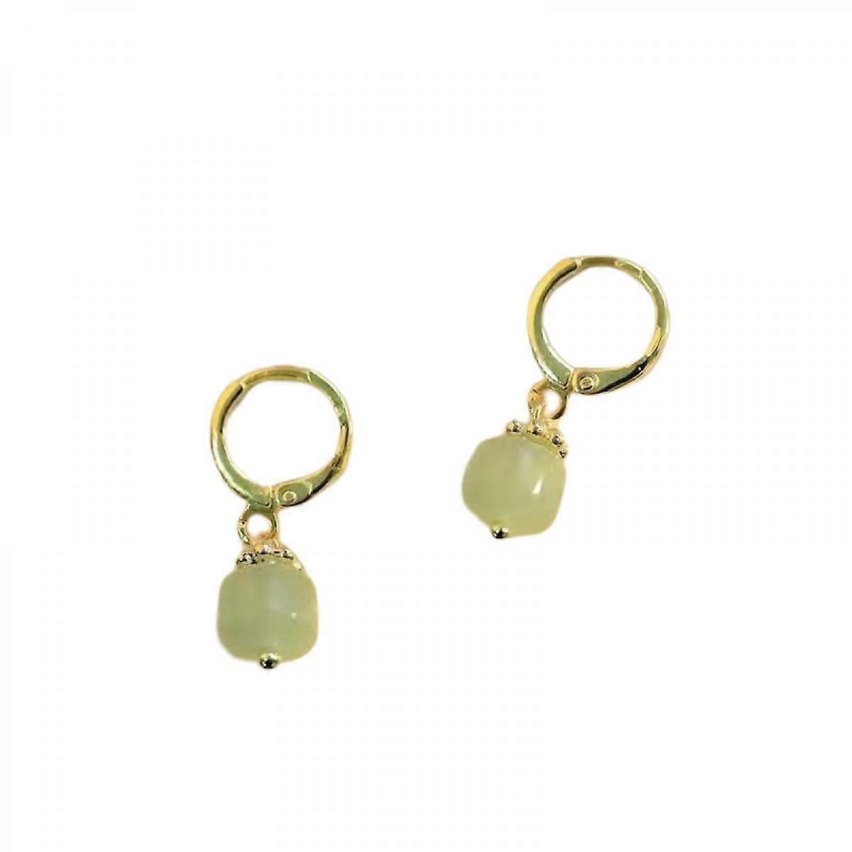 Natural Green Jade Drop Dangle Leverback Earrings