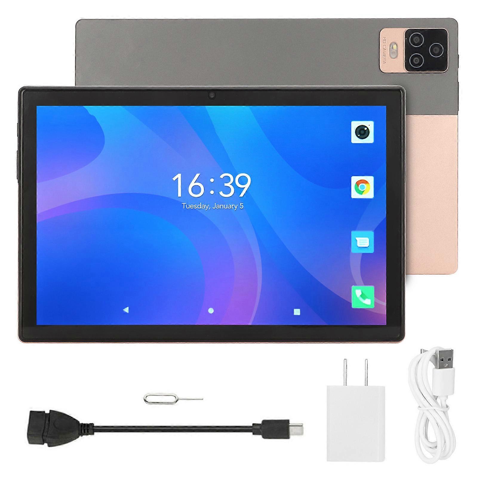 10.1 Inch Gold Color 12GB RAM 256GB ROM Octa Core CPU 7000mAh Office Tablet with Dual Camera 2 Slots