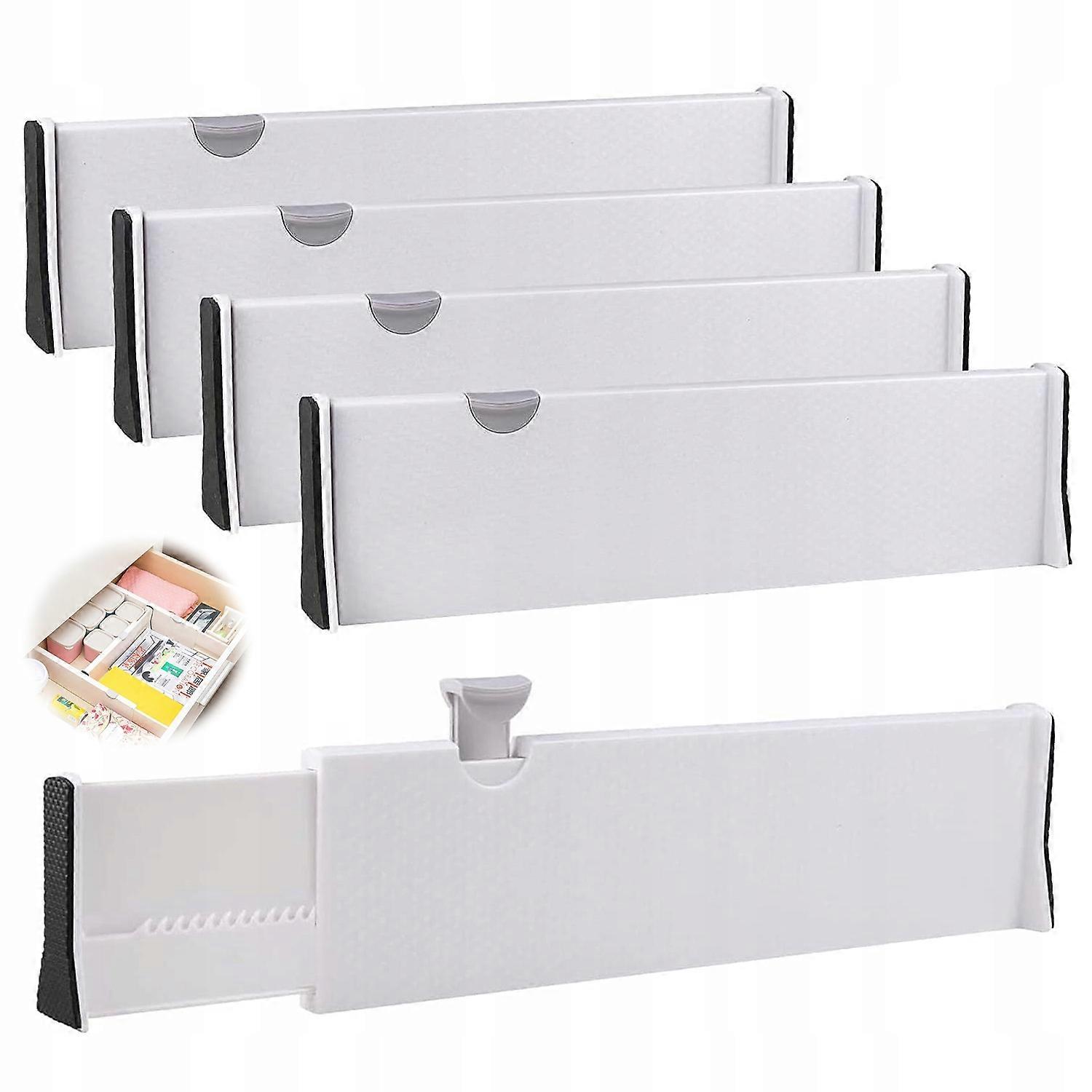 Organizer For Drawer Compartments Adjustable Partitions For Kitchen 4 Pcs White