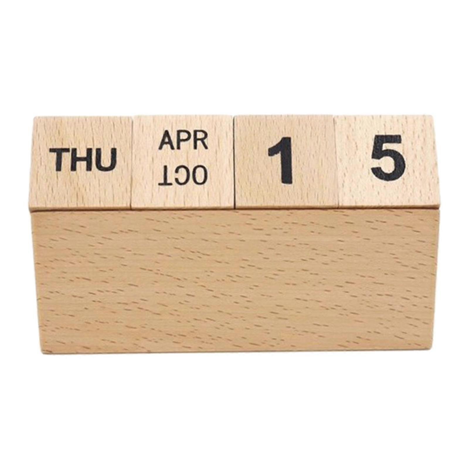 ONAIR Durable Wooden Perpetual Calendar Desk Calendar Blocks for Office Living