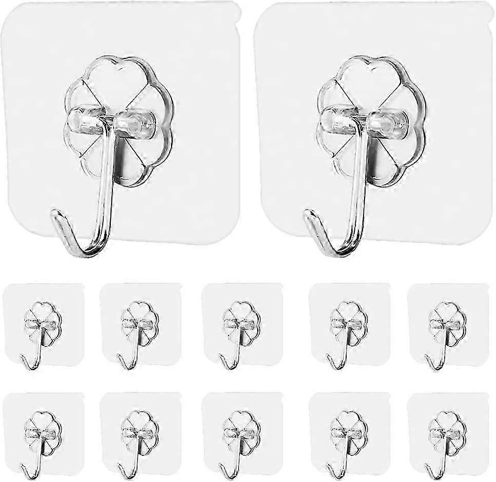 AOMEES 12pcs Self Adhesive Wall Hooks - Strong Sticky Hooks for Home & Office (12 Pack)
