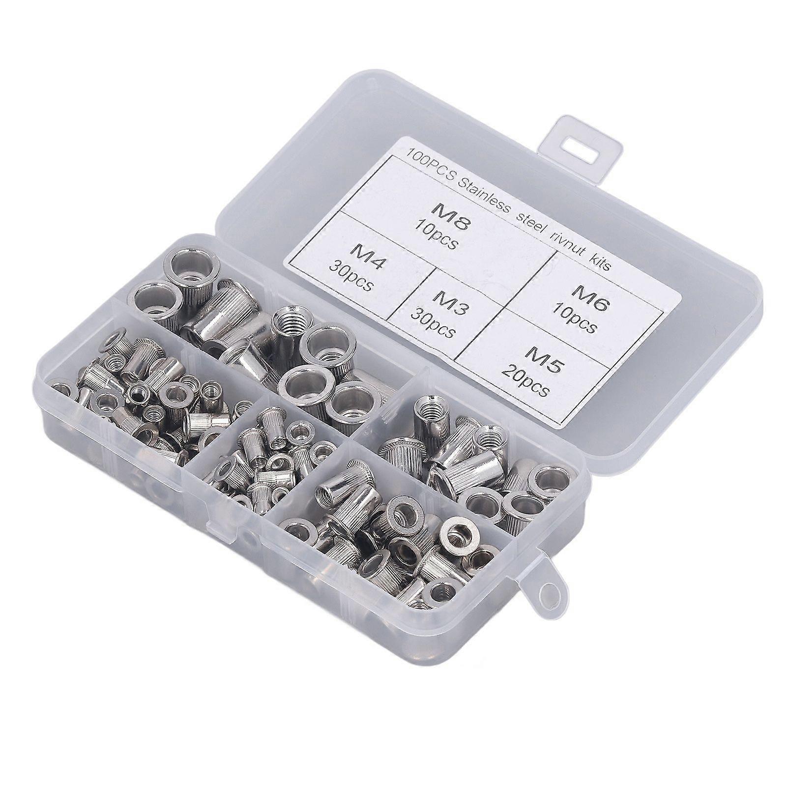 High quality 100 pcs M3, M4, M5, M6, M8 flat head aluminum rivet stripe nut