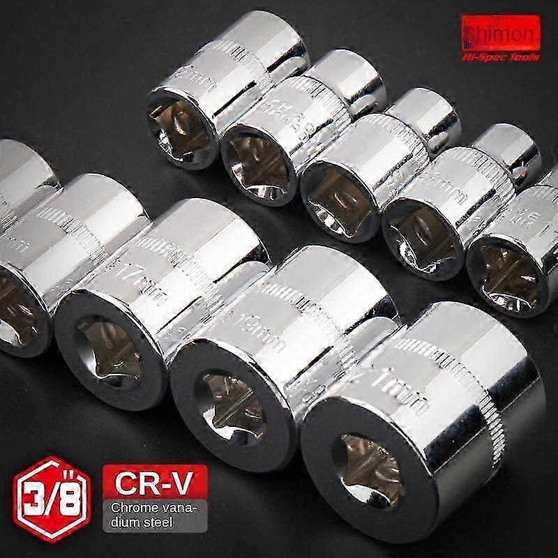 2025 3/8 Short Ratcheting Socket Set Hexagonal Sockets Chromium-Vanadium Steel External Hex Socket Pipe Screw Sockets